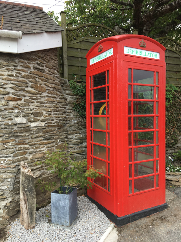 Completed Kiosk with Defibrillator Side View